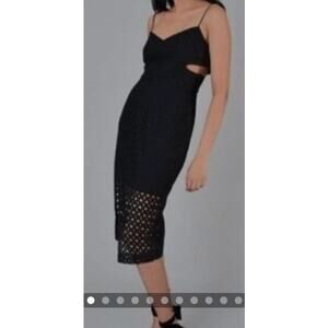 Revolve NICHOLAS Women's Black‎ Sleeveless Eyelet Side Cutout Midi Dress. Size 2